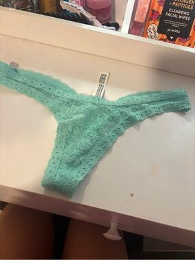 Victoria's Secret Mint Green Lace Thong